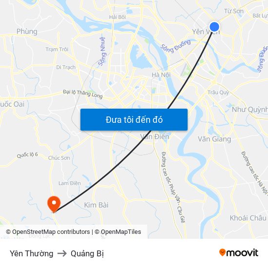 Yên Thường to Quảng Bị map