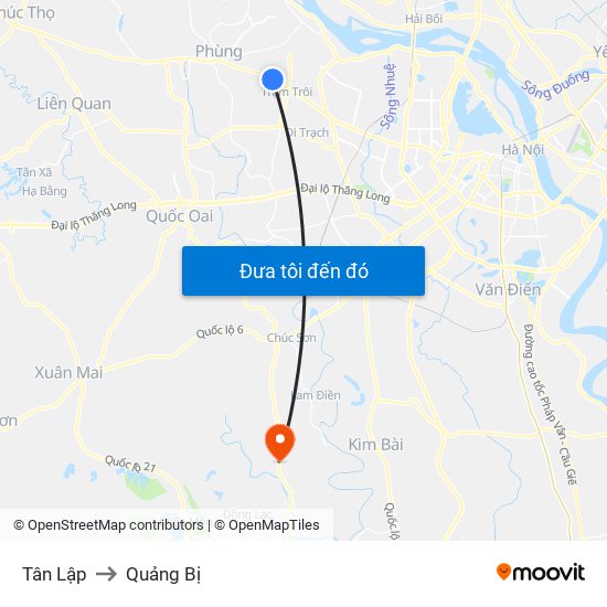 Tân Lập to Quảng Bị map