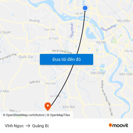 Vĩnh Ngọc to Quảng Bị map