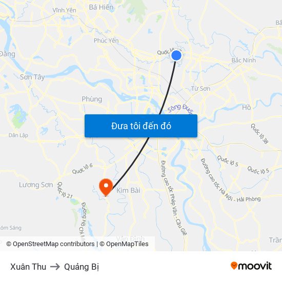 Xuân Thu to Quảng Bị map