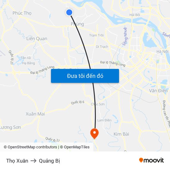 Thọ Xuân to Quảng Bị map