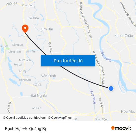 Bạch Hạ to Quảng Bị map