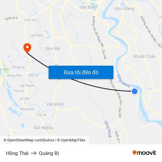 Hồng Thái to Quảng Bị map