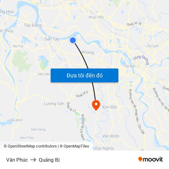 Vân Phúc to Quảng Bị map