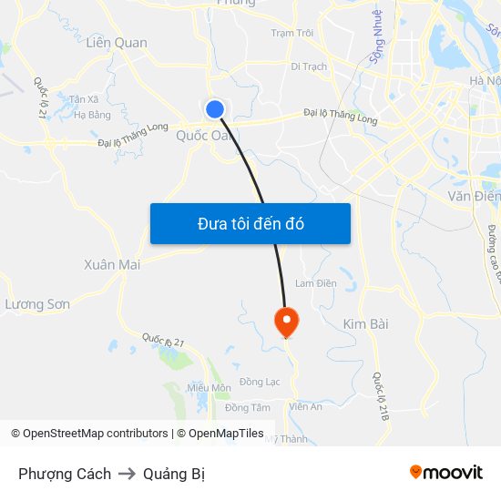 Phượng Cách to Quảng Bị map