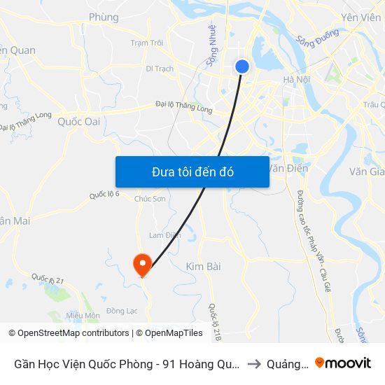 Gần Học Viện Quốc Phòng - 91 Hoàng Quốc Việt to Quảng Bị map