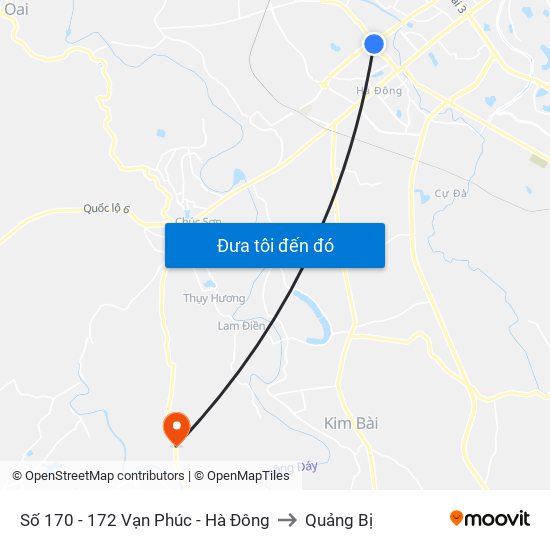 Số 170 - 172 Vạn Phúc - Hà Đông to Quảng Bị map