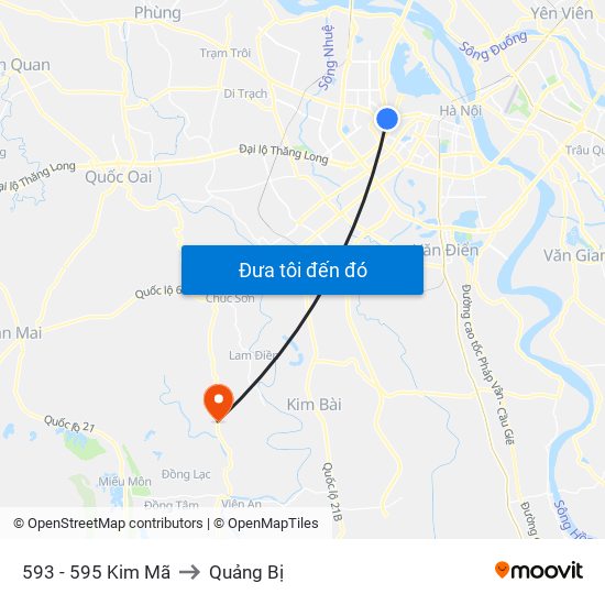 593 - 595 Kim Mã to Quảng Bị map