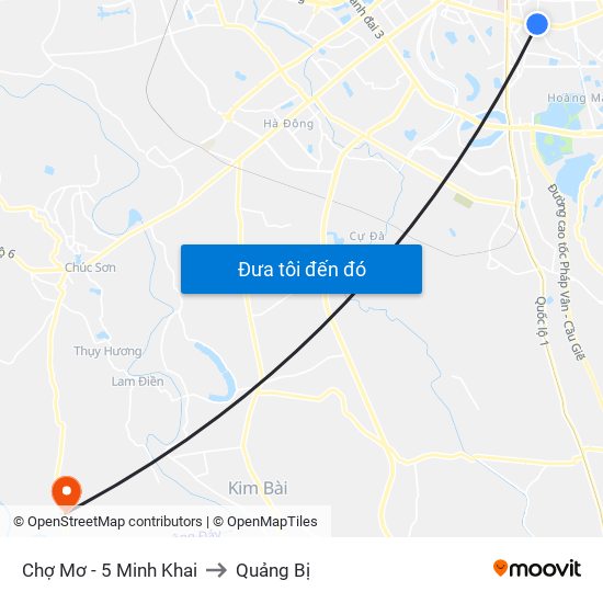 Chợ Mơ - 5 Minh Khai to Quảng Bị map