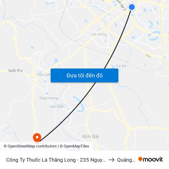 Công Ty Thuốc Lá Thăng Long - 235 Nguyễn Trãi to Quảng Bị map