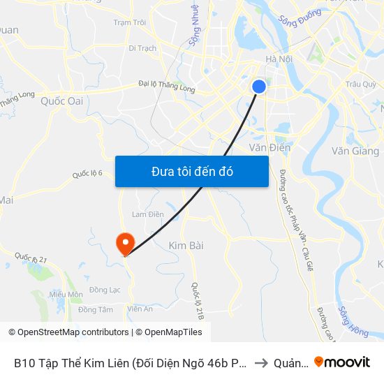 B10 Tập Thể Kim Liên (Đối Diện Ngõ 46b Phạm Ngọc Thạch) to Quảng Bị map