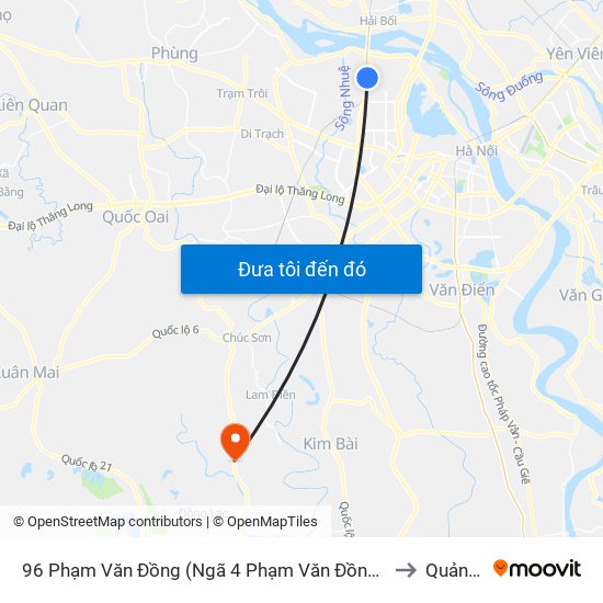 96 Phạm Văn Đồng (Ngã 4 Phạm Văn Đồng - Xuân Đỉnh) to Quảng Bị map