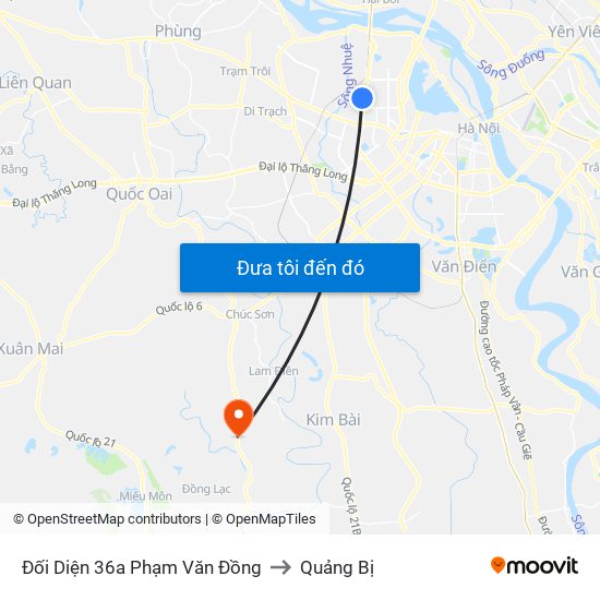 Chung Cư Greenstars- Phạm Văn Đồng to Quảng Bị map