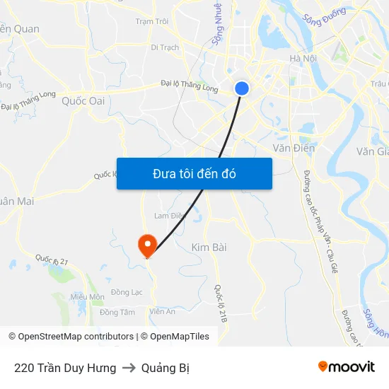 220 Trần Duy Hưng to Quảng Bị map