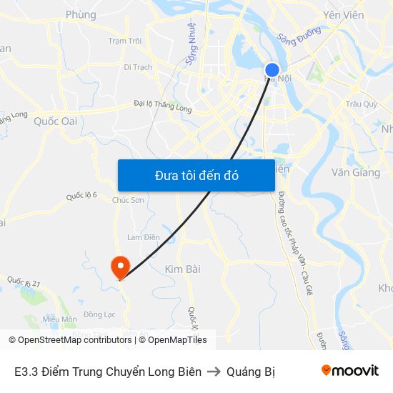 E3.3 Điểm Trung Chuyển Long Biên to Quảng Bị map