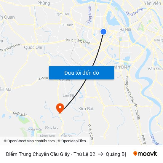 Điểm Trung Chuyển Cầu Giấy - Thủ Lệ 02 to Quảng Bị map