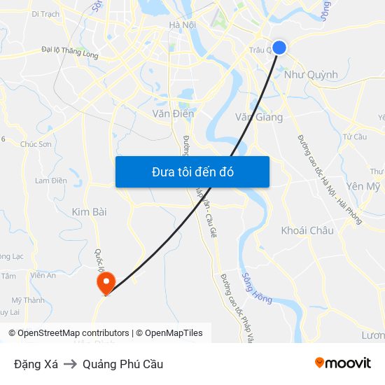 Đặng Xá to Quảng Phú Cầu map