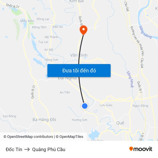 Đốc Tín to Quảng Phú Cầu map