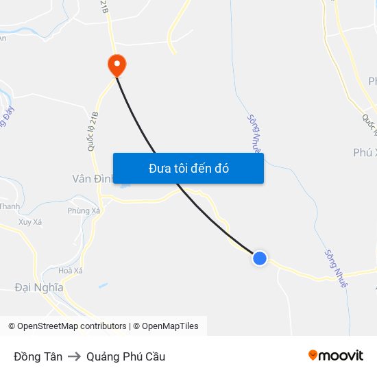 Đồng Tân to Quảng Phú Cầu map