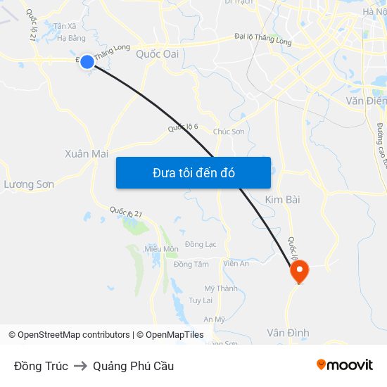 Đồng Trúc to Quảng Phú Cầu map