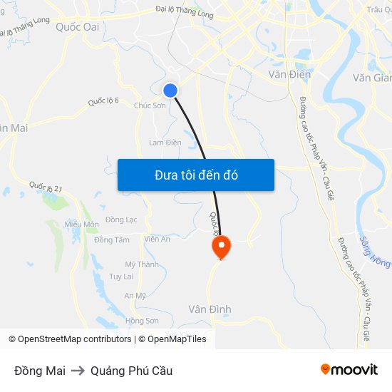 Đồng Mai to Quảng Phú Cầu map