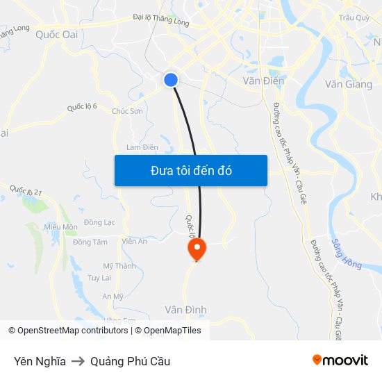 Yên Nghĩa to Quảng Phú Cầu map