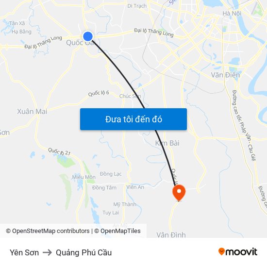 Yên Sơn to Quảng Phú Cầu map