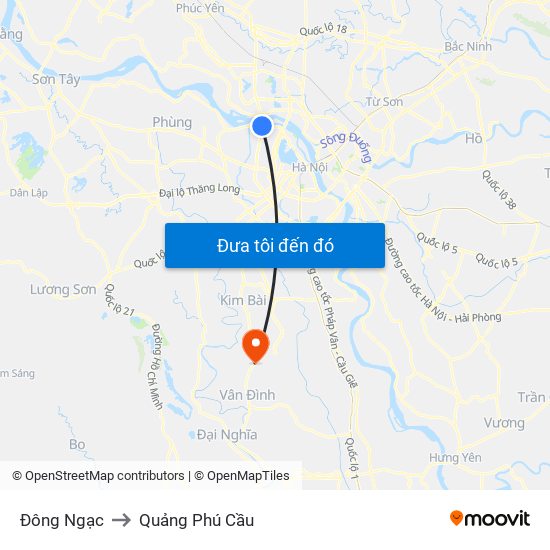 Đông Ngạc to Quảng Phú Cầu map