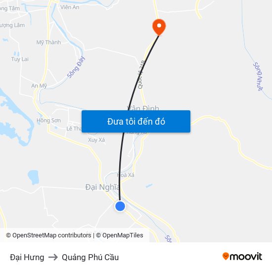 Đại Hưng to Quảng Phú Cầu map