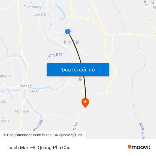Thanh Mai to Quảng Phú Cầu map