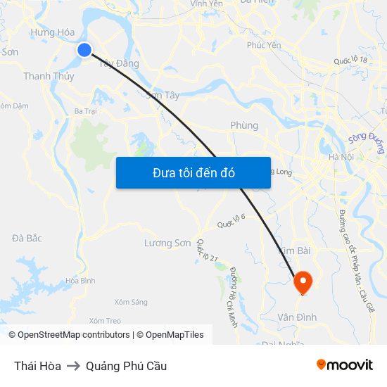 Thái Hòa to Quảng Phú Cầu map