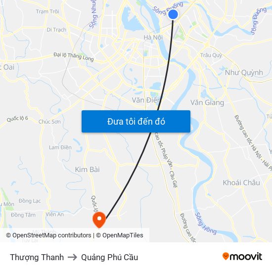 Thượng Thanh to Quảng Phú Cầu map