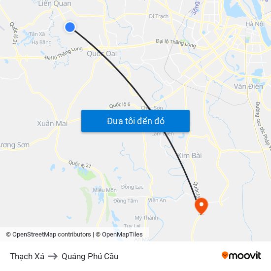 Thạch Xá to Quảng Phú Cầu map