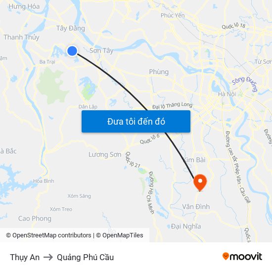 Thụy An to Quảng Phú Cầu map