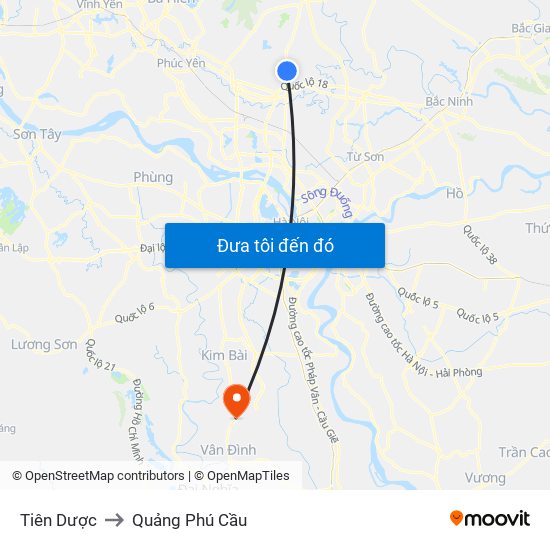 Tiên Dược to Quảng Phú Cầu map