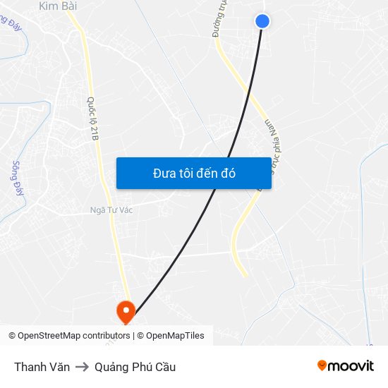 Thanh Văn to Quảng Phú Cầu map
