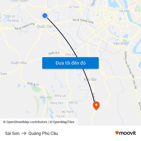 Sài Sơn to Quảng Phú Cầu map