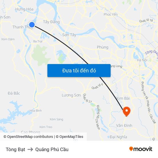 Tòng Bạt to Quảng Phú Cầu map