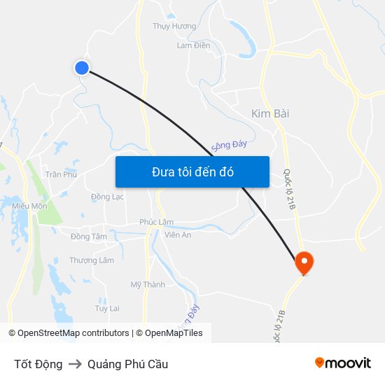 Tốt Động to Quảng Phú Cầu map