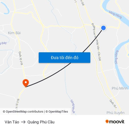 Vân Tảo to Quảng Phú Cầu map
