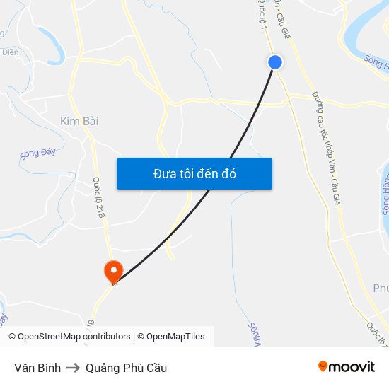Văn Bình to Quảng Phú Cầu map
