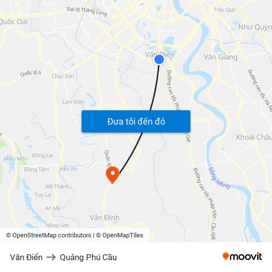 Văn Điển to Quảng Phú Cầu map