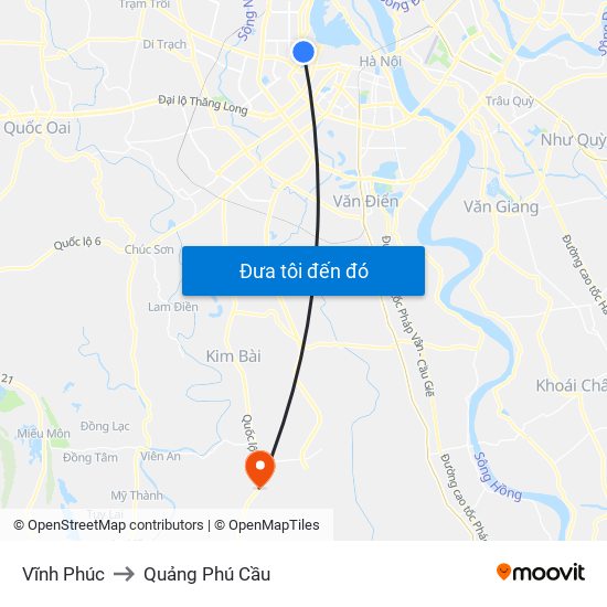 Vĩnh Phúc to Quảng Phú Cầu map