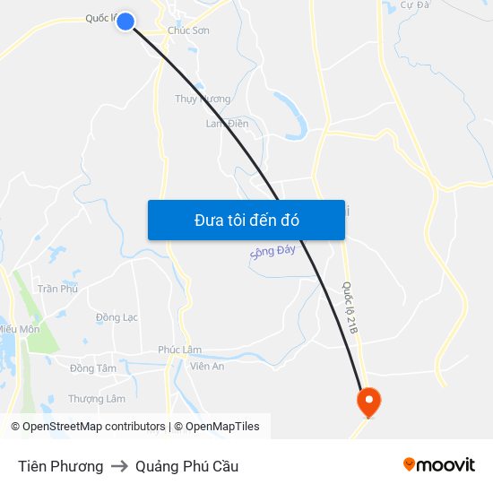 Tiên Phương to Quảng Phú Cầu map