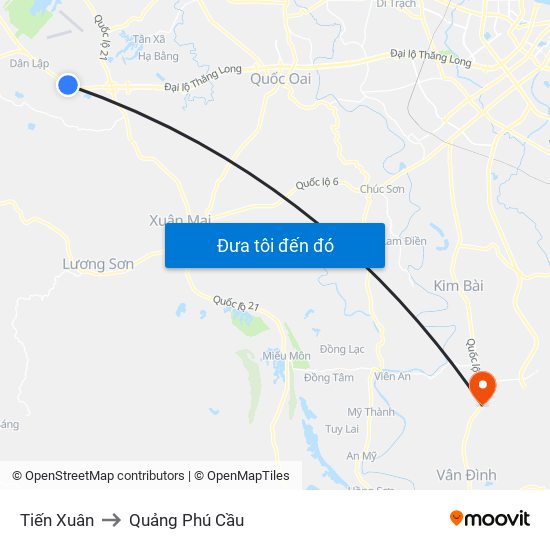 Tiến Xuân to Quảng Phú Cầu map