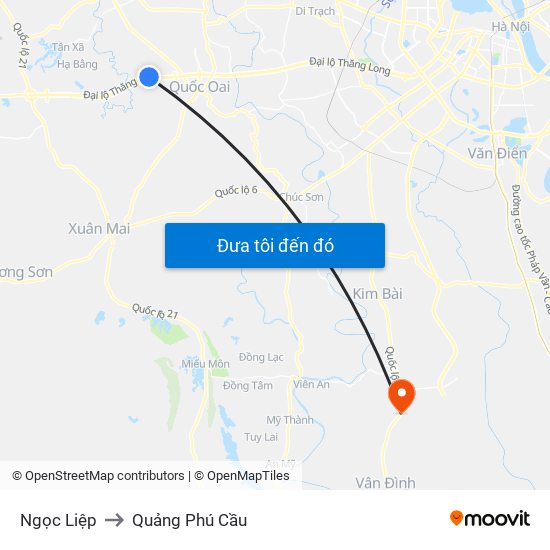 Ngọc Liệp to Quảng Phú Cầu map