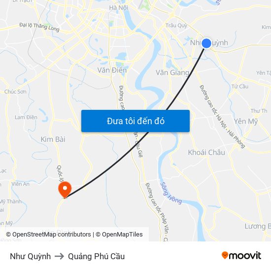 Như Quỳnh to Quảng Phú Cầu map