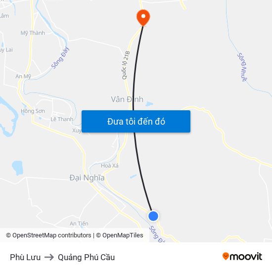 Phù Lưu to Quảng Phú Cầu map