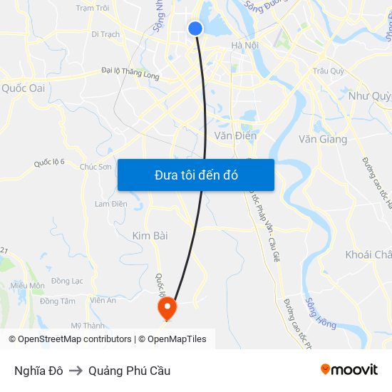 Nghĩa Đô to Quảng Phú Cầu map
