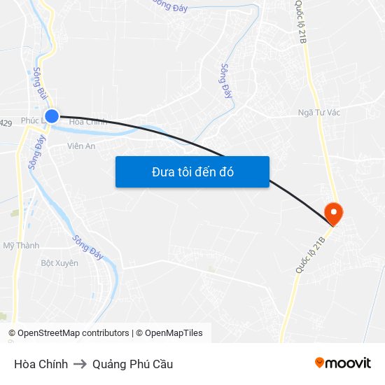Hòa Chính to Quảng Phú Cầu map